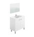 Badezimmer-Set >LC1-80< in weiß glänzend / Spiegel - 80x80x45 (BxHxT)