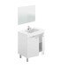 Badezimmer-Set >LC1-80< in weiß glänzend / Spiegel - 80x80x45 (BxHxT)