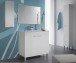 Badezimmer-Set >LC1-80< in weiß glänzend / Spiegel - 80x80x45 (BxHxT)