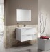 Badezimmer-Set >ARUBA < in weiß glänzend / lackiert / Spiegel - 80x57x45cm B/H/T