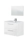 Badezimmer-Set >ARUBA < in weiß glänzend / lackiert / Spiegel - 80x57x45cm B/H/T