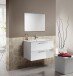 Badezimmer-Set >ARUBA < in weiß glänzend / lackiert / Spiegel - 80x57x45cm B/H/T