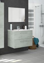 Badezimmer-Set >ARUBA< in Beton-Grau / Spiegel - 80x57x45 (BxHxT)