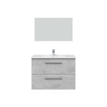 Badezimmer-Set >ARUBA< in Beton-Grau / Spiegel - 80x57x45 (BxHxT)