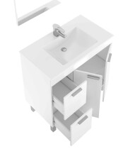 Badezimmer-Set >AKTIVA< in weiß glänzend / Spiegel - 80x80x45 (BxHxT)