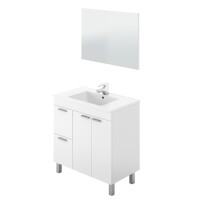 Badezimmer-Set >AKTIVA< in weiß glänzend / Spiegel - 80x80x45 (BxHxT)