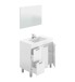 Badezimmer-Set >AKTIVA< in weiß glänzend / Spiegel - 80x80x45 (BxHxT)