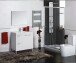 Badezimmer-Set >AKTIVA< in weiß glänzend / Spiegel - 80x80x45 (BxHxT)