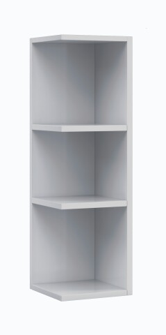 Hängeregal >Eckmodul Badezimmerschrank< in Weiß Hochglanz - 20x65x21 (BxHxT)