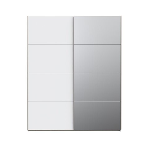 Schiebetürenschrank >SCHACH&MATT 2< in weiss / Spiegel - 170,3x210,5x61,2cm (BxHxT)