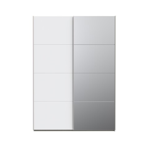 Schiebetürenschrank >SCHACH&MATT 2< in weiss - 150,1x210,5x61,2cm (BxHxT)