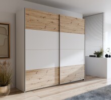 Schiebetürenschrank >SCHACH&MATT 2< in Artisan Eiche/ Weiß - 220,1x210,5x61,2 (BxHxT)