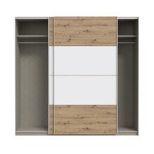 Schiebetürenschrank >SCHACH&MATT 2< in Artisan Eiche/ Weiß - 220,1x210,5x61,2 (BxHxT)