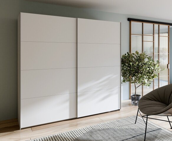 Schiebetürenschrank >SCHACH&MATT 2< in weiss - 220,1x210,5x61,2cm (BxHxT)