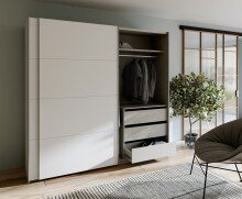 Schiebetürenschrank >SCHACH&MATT 2< in weiss - 220,1x210,5x61,2cm (BxHxT)