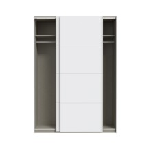 Schiebetürenschrank >SCHACH&MATT 2< in Weiss - 150,1x210,5x61,2cm (BxHxT)