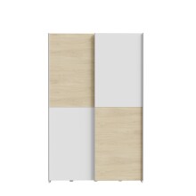 Schiebetürenschrank >Schach&matt< in Weiss  / Puccini Eiche - 120,1x190,5x61,2cm B/H/T