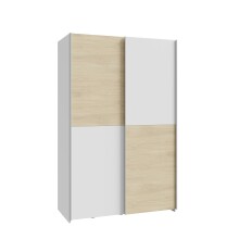 Schiebetürenschrank >Schach&matt< in Weiss  / Puccini Eiche - 120,1x190,5x61,2cm B/H/T
