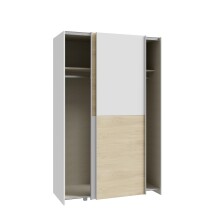 Schiebetürenschrank >Schach&matt< in Weiss  / Puccini Eiche - 120,1x190,5x61,2cm B/H/T