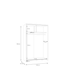 Schiebetürenschrank >Schach&matt< in Weiss  / Puccini Eiche - 120,1x190,5x61,2cm B/H/T