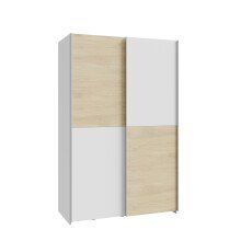 Schiebetürenschrank >Schach&matt< in Weiss  / Puccini Eiche - 120,1x190,5x61,2cm B/H/T