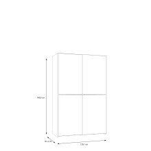 Schiebetürenschrank >Schach&matt< in Weiss  / Puccini Eiche - 120,1x190,5x61,2cm B/H/T