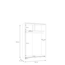 Schiebetürenschrank >Schach&matt< in Weiss  / Puccini Eiche - 120,1x190,5x61,2cm B/H/T