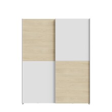 Schiebetürenschrank >Schach&matt< in Weiss  / Puccini Eiche - 150,1x190,5x61,2cm B/H/T