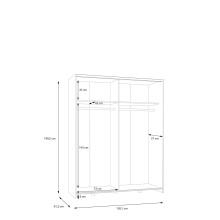 Schiebetürenschrank >Schach&matt< in Weiss  / Puccini Eiche - 150,1x190,5x61,2cm B/H/T