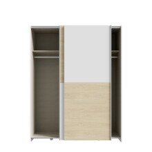 Schiebetürenschrank >Schach&matt< in Weiss  / Puccini Eiche - 150,1x190,5x61,2cm B/H/T
