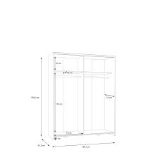 Schiebetürenschrank >Schach&matt< in Weiss  / Puccini Eiche - 150,1x190,5x61,2cm B/H/T