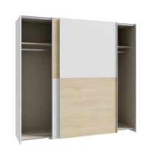 Schiebetürenschrank >Schach&matt< in Weiss /Puccini Eiche  - 200,1x190,5x61,2 (BxHxT)