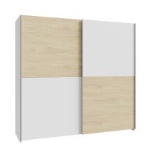 Schiebetürenschrank >Schach&matt< in Weiss /Puccini Eiche  - 200,1x190,5x61,2 (BxHxT)
