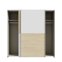Schiebetürenschrank >Schach&matt< in Weiss / Puccini Eiche - 190,1x190,5x61,2 (BxHxT)