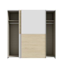 Schiebetürenschrank >Schach&matt< in Weiss / Puccini Eiche - 190,1x190,5x61,2 (BxHxT)
