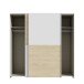 Schiebetürenschrank >Schach&matt< in Weiss / Puccini Eiche - 190,1x190,5x61,2 (BxHxT)