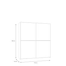 Schiebetürenschrank >Schach&matt< in Weiss  / Puccini Eiche - 170,3x190,5x61,2cm B/H/T