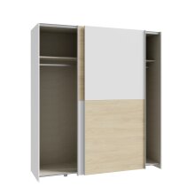 Schiebetürenschrank >Schach&matt< in Weiss  / Puccini Eiche - 170,3x190,5x61,2cm B/H/T