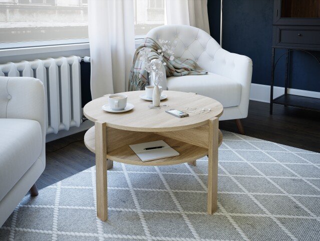 Couchtisch >TOBAGO< in Sonoma Eiche rund - 74,4x45,5x74,4cm (BxHxT)