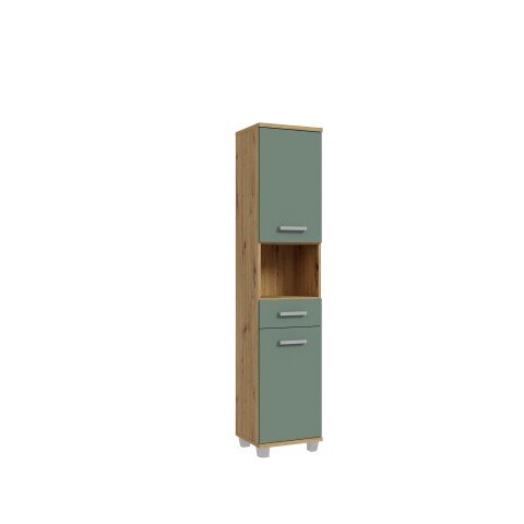 Seitenschrank >Veris < in Artisan Eiche/Salbei  - 40,2x186,8x34,8cm (BxHxT)