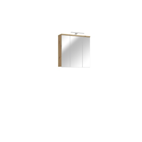 Badezimmerspiegelschrank >Veris < in Artisan Eiche / Spiegel - 68,6x68,1x20cm B/H/T