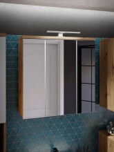Badezimmerspiegelschrank >Veris < in Artisan Eiche / Spiegel - 68,6x68,1x20cm B/H/T