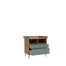 Wickelkommode >Whenua< in Mauvella Eiche/ Salbei  - 89,8x94,4x77cm (BxHxT)