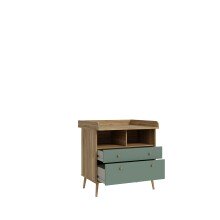 Wickelkommode >Whenua< in Mauvella Eiche/ Salbei  - 89,8x94,4x77cm (BxHxT)