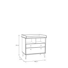 Wickelkommode >Whenua< in Mauvella Eiche/ Salbei  - 89,8x94,4x77cm (BxHxT)