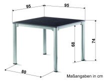 Gartentisch >Loft Vivodur< in Schiefer anthrazit, Graphit - 95x74x95 (BxHxT)