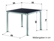 Gartentisch >Loft Vivodur< in Schiefer anthrazit, Eisengrau - 95x74x95 (BxHxT)