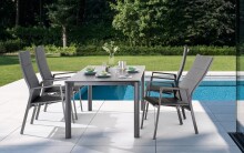 Gartentisch >Loft Vivodur< in Schiefer anthrazit, Eisengrau - 165x74x95 (BxHxT)