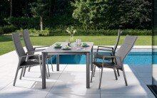 Gartentisch >Loft Vivodur< in Schiefer anthrazit, Eisengrau - 165x74x95 (BxHxT)