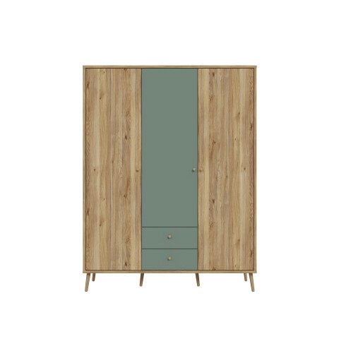 Drehtürenschrank >WHENUA< in Mauvella Eiche/ Salbei - 154,2x201,5x52,2cm (BxHxT)